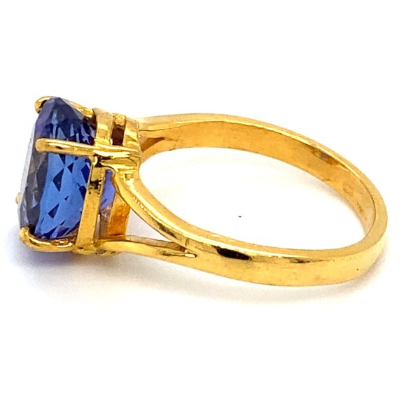 Tanzanite 5.10ct Solid 22K Yellow Gold Ring - Picture 7 of 8